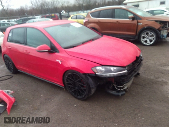 2018 Volkswagen Golf GTI S with VIN 3VW447AU5JM293826, listed as a IAAI auction lot 41836972 with 75,008 mi miles. Bid and sale history available at carsss.com. Image 1.