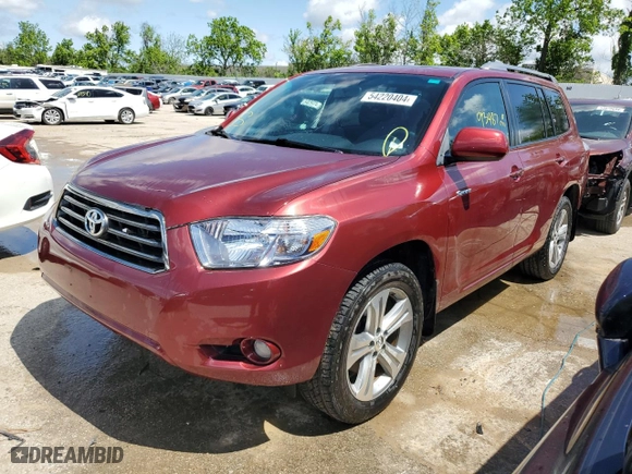 2010 Toyota Highlander Sport with VIN JTEEK3EHXA2152532, listed as a Copart auction lot 54220404 with 93,487 mi miles and Salvage Title. Bid and sale history available at carsss.com. Image 1.