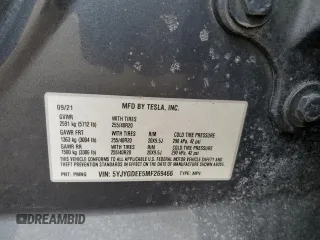 2021 Tesla Model Y Long Range with VIN 5YJYGDEE5MF269466, listed as a Copart auction lot 45603795 with 70,924 mi miles and Salvage Title. Bid and sale history available at DreamBid. Image 13.