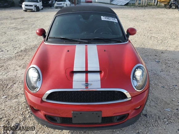 2013 MINI Cooper Roadster S with VIN WMWSY3C56DT593875, listed as a Copart auction lot 74982124 with NaN miles and Salvage Title. Bid and sale history available at carsss.com. Image 5.