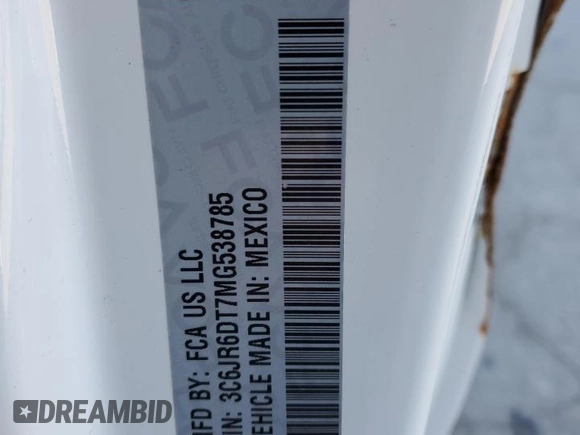 2021 Ram 1500 Tradesman with VIN 3C6JR6DT7MG538785, listed as a Copart auction lot 87669655 with 82,005 mi miles and Salvage title. Bid and sale history available at DreamBid. Image 12.