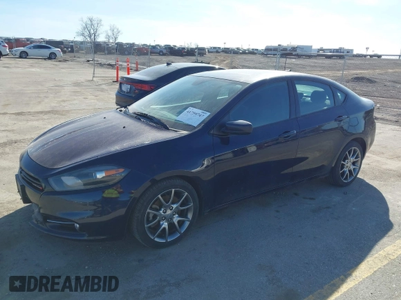 2015 Dodge Dart SXT with VIN 1C3CDFBB8FD300586, listed as a IAAI auction lot 41759747 with 161,380 mi miles. Bid and sale history available at carsss.com. Image 2.