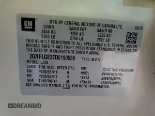 2013 Chevrolet Equinox LTZ z VIN 2GNFLGE37D6190638, wystawiony jako Copart lot #52785605 z przebiegiem 123 204 mil mil oraz Czysty tytuł • Clean title. Historia ofert i sprzedaży dostępna na DreamBid. Obrazek 13.