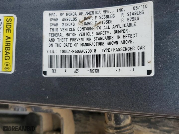 2010 Acura TL Tech with VIN 19UUA8F50AA020018, listed as a Copart auction lot 87395754 with 305,843 mi miles and Salvage Title. Bid and sale history available at carsss.com. Image 14.