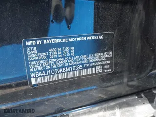 2019 BMW 4 Series 430i with VIN WBA4J1C59KBM16385, listed as a IAAI auction lot 41708630 with 97,993 mi miles. Bid and sale history available at carsss.com. Image 9.