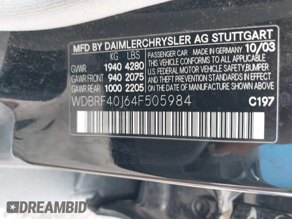 2004 Mercedes-Benz C 230 Kompressor z VIN WDBRF40J64F505984, wystawiony jako IAAI lot #42108989 z przebiegiem 120 383 mil mil oraz . Historia ofert i sprzedaży dostępna na DreamBid. Obrazek 9.
