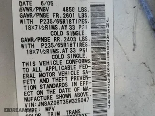 2005 Nissan Murano SL with VIN JN8AZ08T35W325047, listed as a Copart auction lot 69662484 with 132,492 mi miles and Salvage Title. Bid and sale history available at carsss.com. Image 13.