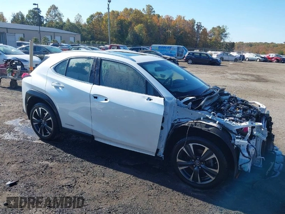 2021 Lexus UX with VIN JTHP9JBH5M2053797, listed as a IAAI auction lot 40718103 with 57,366 mi miles. Bid and sale history available at carsss.com. Image 1.