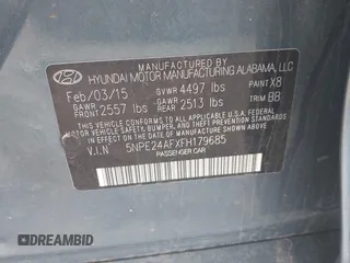 2015 Hyundai Sonata 2.4L SE with VIN 5NPE24AFXFH179685, listed as a IAAI auction lot 42109279 with 100,464 mi miles. Bid and sale history available at carsss.com. Image 9.
