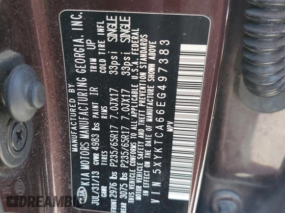 2014 Kia Sorento LX with VIN 5XYKTCA66EG497383, listed as a Copart auction lot 51547955 with 143,872 mi miles and Salvage Title. Bid and sale history available at carsss.com. Image 13.
