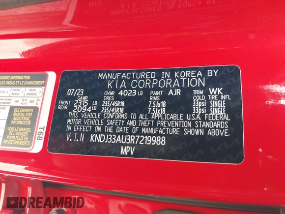 2024 Kia Soul EX with VIN KNDJ33AU3R7219988, listed as a IAAI auction lot 41979436 with 7,514 mi miles. Bid and sale history available at carsss.com. Image 9.