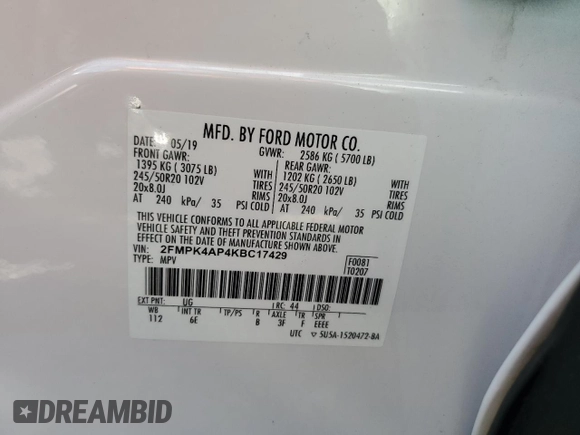 2019 Ford Edge ST z VIN 2FMPK4AP4KBC17429, wystawiony jako Copart lot #51792125 z przebiegiem 56 125 mil mil oraz Szkoda całkowita • Salvage title. Historia ofert i sprzedaży dostępna na DreamBid. Obrazek 14.