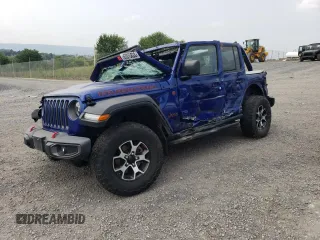 2019 Jeep Wrangler Unlimited Rubicon with VIN 1C4HJXFG3KW685107, listed as a Copart auction lot 62015833 with 43,818 mi miles and Salvage title. Bid and sale history available at DreamBid. Image 1.