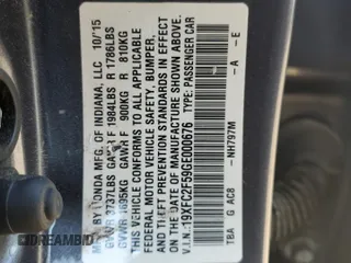 2016 Honda Civic LX with VIN 19XFC2F59GE000676, listed as a Copart auction lot 52915665 with 52,891 mi miles and Salvage Title. Bid and sale history available at carsss.com. Image 12.