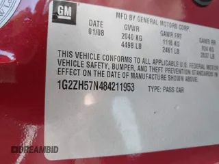 2008 Pontiac G6 GT z VIN 1G2ZH57N484211953, wystawiony jako IAAI lot #42292836 z przebiegiem 156 154 mil mil oraz . Historia ofert i sprzedaży dostępna na DreamBid. Obrazek 9.