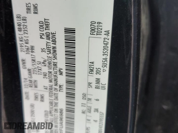 2015 Ford Escape SE with VIN 1FMCU9G91FUA96986, listed as a Copart auction lot 47854045 with 155,171 mi miles and Salvage Title. Bid and sale history available at carsss.com. Image 15.