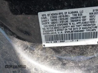 2008 Honda Odyssey EX-L с VIN 5FNRL387X8B049687, выставлен на аукционе IAAI как лот 42318759 с пробегом 311 724 миль миль и . История ставок и продаж доступна на DreamBid. Изображение 9.