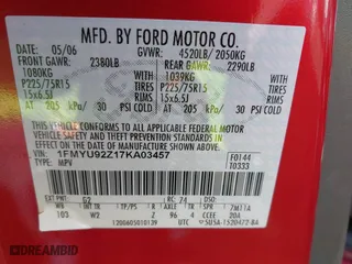 2007 Ford Escape XLS with VIN 1FMYU92Z17KA03457, listed as a IAAI auction lot 41797781 with 59,341 mi miles. Bid and sale history available at carsss.com. Image 9.