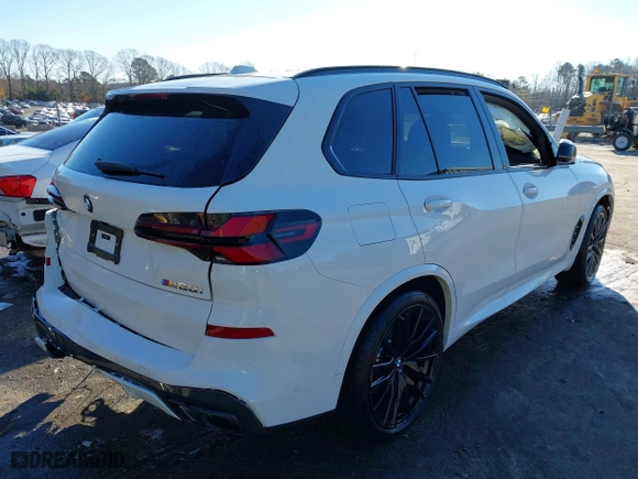 2025 BMW X5 M60i with VIN 5UX33EU09S9X35021, listed as a IAAI auction lot 41376790 with 1 mi miles. Bid and sale history available at carsss.com. Image 4.