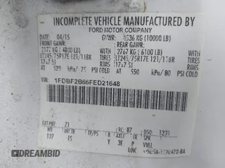 2015 Ford F-250 XL with VIN 1FDBF2B66FED21648, listed as a IAAI auction lot 41700328 with 370,599 mi miles and . Bid and sale history available at DreamBid. Image 9.