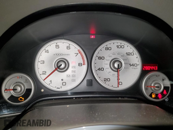 2003 Acura RSX with VIN JH4DC54823C010553, listed as a Copart auction lot 80429714 with 280,443 mi miles and Salvage Title. Bid and sale history available at carsss.com. Image 9.
