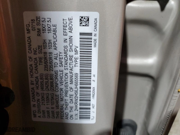 2018 Honda CR-V EX with VIN 2HKRW2H56JH665569, listed as a Copart auction lot 43803935 with 26,631 mi miles and Salvage Title. Bid and sale history available at carsss.com. Image 13.