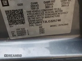 2020 GMC Sierra 1500 Denali z VIN 3GTU9FET2LG325746, wystawiony jako Copart lot #86144024 z przebiegiem 64 237 mil mil oraz Szkoda całkowita • Salvage title. Historia ofert i sprzedaży dostępna na DreamBid. Obrazek 12.