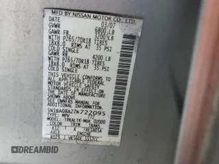 2007 Nissan Armada SE z VIN 5N1BA08A27N722095, wystawiony jako Copart lot #51247875 z przebiegiem 195 137 mil mil oraz Szkoda całkowita • Salvage title. Historia ofert i sprzedaży dostępna na DreamBid. Obrazek 13.