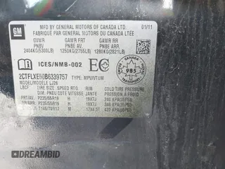 2011 GMC Terrain SLT-2 with VIN 2CTFLXE50B6339757, listed as a IAAI auction lot 42029734 with 180,563 mi miles. Bid and sale history available at carsss.com. Image 9.
