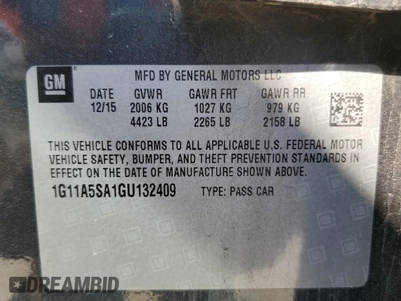 2016 Chevrolet Malibu Limited LS with VIN 1G11A5SA1GU132409, listed as a Copart auction lot 75652784 with 110,078 mi miles and Salvage Title. Bid and sale history available at carsss.com. Image 12.