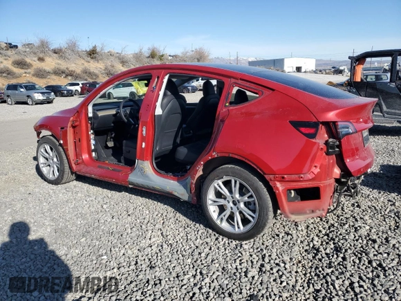 2023 Tesla Model Y Long Range with VIN 7SAYGDEE7PA044888, listed as a Copart auction lot 48538335 with 25,621 mi miles and Salvage Title. Bid and sale history available at DreamBid. Image 2.