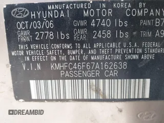 2007 Hyundai Azera SE z VIN KMHFC46F67A162638, wystawiony jako IAAI lot #42053153 z przebiegiem 130 133 mil mil oraz . Historia ofert i sprzedaży dostępna na DreamBid. Obrazek 9.