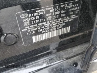 2019 Hyundai Ioniq Limited z VIN KMHC05LH5KU050010, wystawiony jako Copart lot #58475225 z przebiegiem 84 874 mil mil oraz Tytuł czysty. Historia ofert i sprzedaży dostępna na DreamBid. Obrazek 12.