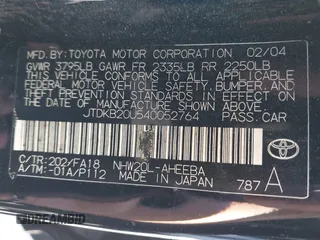 2004 Toyota Prius z VIN JTDKB20U540052764, wystawiony jako IAAI lot #38842061 z przebiegiem 299 999 mil mil oraz . Historia ofert i sprzedaży dostępna na DreamBid. Obrazek 9.
