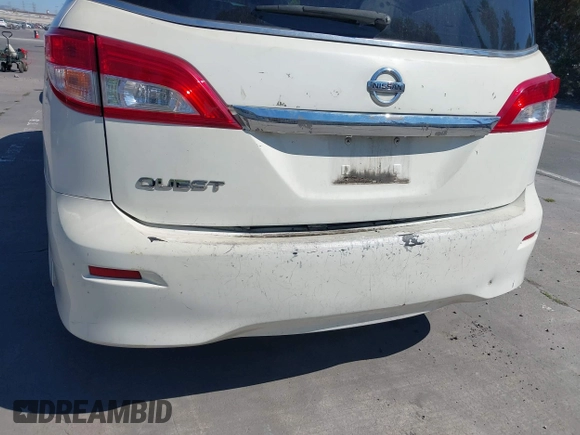 2014 Nissan Quest S with VIN JN8AE2KP7E9107596, listed as a IAAI auction lot 42745979 with 180,780 mi miles and . Bid and sale history available at DreamBid. Image 6.