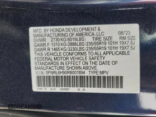 2024 Honda Odyssey Elite с VIN 5FNRL6H90RB001894, выставлен на аукционе Copart как лот 53403815 с пробегом 2 943 миль миль и Списание • Salvage title. История ставок и продаж доступна на DreamBid. Изображение 14.