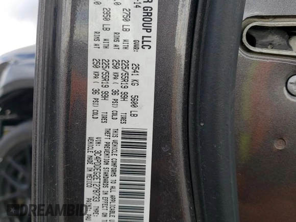 2014 Dodge Journey R/T with VIN 3C4PDDEG2ET278733, listed as a Copart auction lot 54359245 with 139,731 mi miles and Salvage title. Bid and sale history available at DreamBid. Image 14.