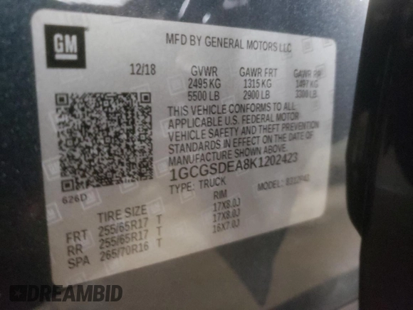 2019 Chevrolet Colorado 2WD Z71 z VIN 1GCGSDEA8K1202423, wystawiony jako Copart lot #81507604 z przebiegiem 57 421 mil mil oraz Szkoda całkowita • Salvage title. Historia ofert i sprzedaży dostępna na DreamBid. Obrazek 13.