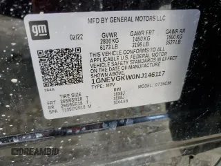 2022 Chevrolet Traverse LT Cloth with VIN 1GNEVGKW0NJ146117, listed as a Copart auction lot 62207174 with 31,488 mi miles and Salvage Title. Bid and sale history available at carsss.com. Image 13.