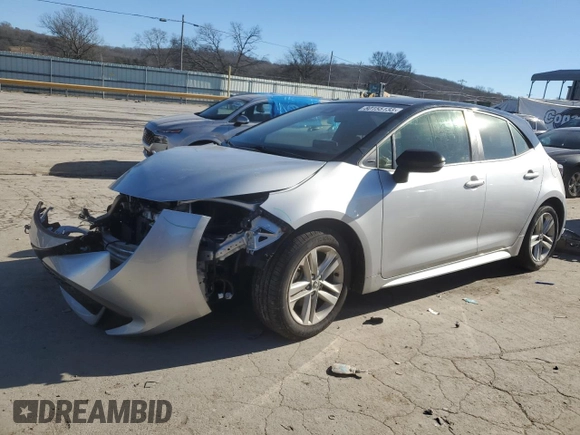 2021 Toyota Corolla Hatchback SE with VIN JTND4MBE5M3106109, listed as a Copart auction lot 80155133 with 27,710 mi miles and Salvage Title. Bid and sale history available at carsss.com. Image 1.
