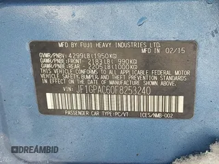2015 Subaru Impreza Premium с VIN JF1GPAC60F8253240, выставлен на аукционе IAAI как лот 41581523 с пробегом 106 872 миль миль и . История ставок и продаж доступна на DreamBid. Изображение 9.