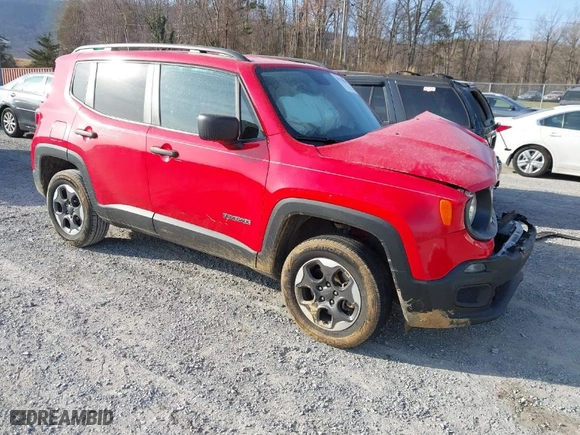 2018 Jeep Renegade Sport with VIN ZACCJBAB4JPJ63846, listed as a IAAI auction lot 41779614 with 66,725 mi miles. Bid and sale history available at carsss.com. Image 1.