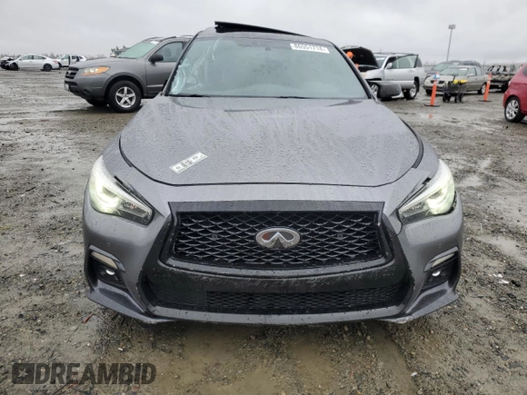 2020 Infiniti Q50 Red Sport 400 with VIN JN1FV7APXLM630723, listed as a Copart auction lot 86551714 with 45,596 mi miles and Salvage Title. Bid and sale history available at carsss.com. Image 5.