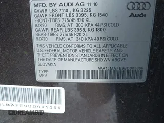 2011 Audi Q7 3.0L TDI Premium Plus with VIN WA1LMAFE9BD005066, listed as a IAAI auction lot 41781981 with 164,428 mi miles. Bid and sale history available at carsss.com. Image 9.