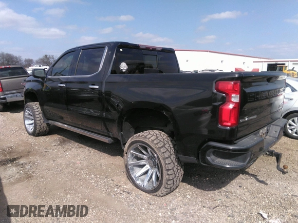 2019 Chevrolet Silverado 1500 High Country with VIN 1GCUYHEL1KZ360808, listed as a IAAI auction lot 42106243 with 158,061 mi miles. Bid and sale history available at carsss.com. Image 3.