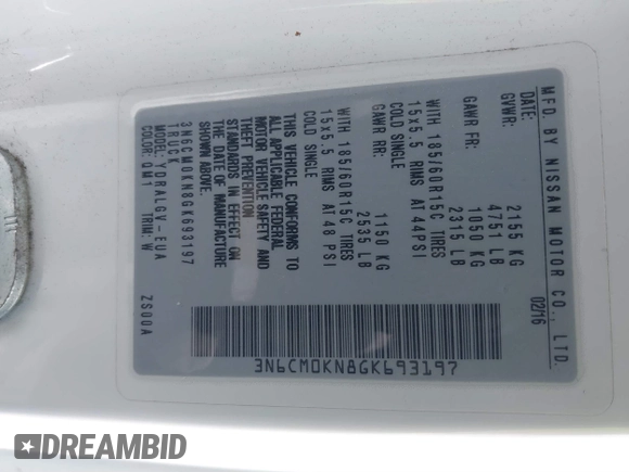 2016 Nissan NV200 S z VIN 3N6CM0KN8GK693197, wystawiony jako IAAI lot #41786914 z przebiegiem 176 177 mil mil oraz . Historia ofert i sprzedaży dostępna na DreamBid. Obrazek 9.