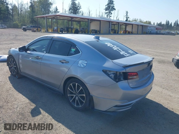 2015 Acura TLX V6 with VIN 19UUB2F32FA025334, listed as a IAAI auction lot 42099075 with 107,409 mi miles. Bid and sale history available at carsss.com. Image 3.