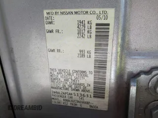 2010 Nissan Altima 2.5 S with VIN 1N4AL2AP5AN513631, listed as a IAAI auction lot 42014908 with 205,798 mi miles. Bid and sale history available at carsss.com. Image 9.