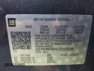 2018 Cadillac XT5 Premium Luxury FWD with VIN 1GYKNERS6JZ233125, listed as a IAAI auction lot 42253779 with 97,266 mi miles and . Bid and sale history available at DreamBid. Image 9.