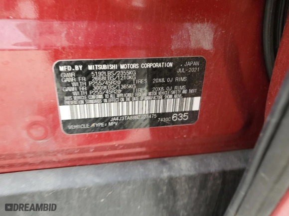 2022 Mitsubishi Outlander ES with VIN JA4J3TA88NZ023475, listed as a Copart auction lot 46298435 with 0 mi miles and Salvage Title. Bid and sale history available at carsss.com. Image 14.